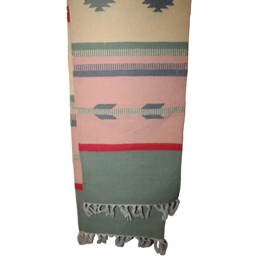 Hand loomed Art Southwestern table runner Pastel colors Geometric Folk Oaxacan?